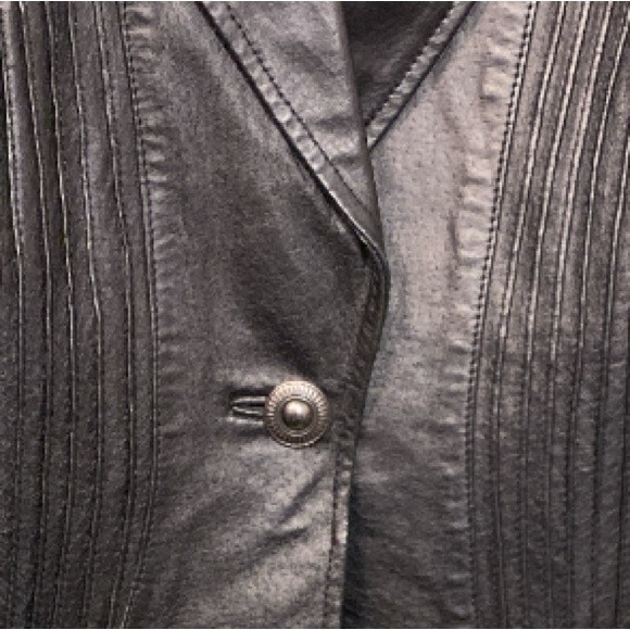 90s D & Co Leather Blazer Jacket Black animal print Lined size L - Picture 11 of 17